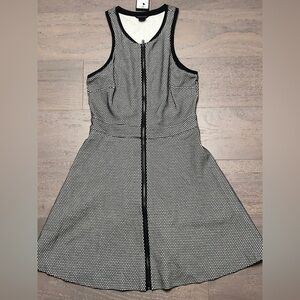 Club Monaco black‎ grid print textured fit & flare dress size 2
